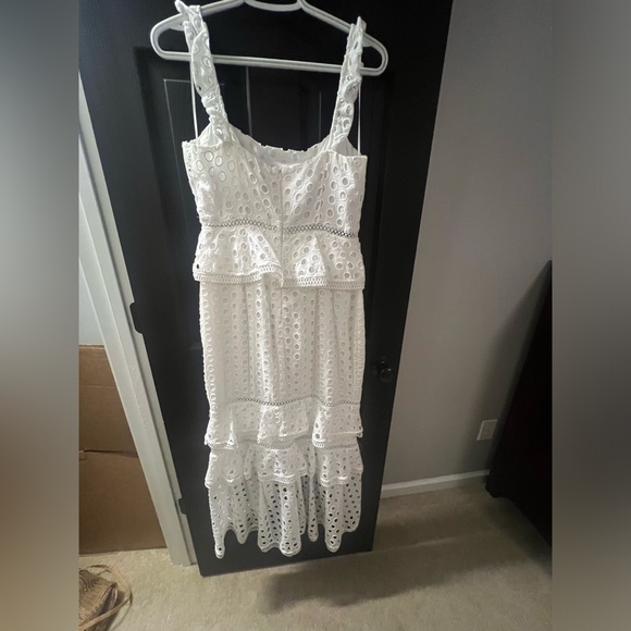 High low eyelet white midi dress - Picture 3 of 4